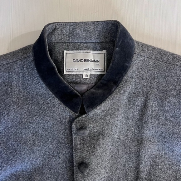 VTG David Benjamin Ltd. Blazer Women's size (UK 18) (USA 14) Gray Wool Velvet - Picture 2 of 15